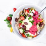 Mediterranean grain bowls with beet hummus.