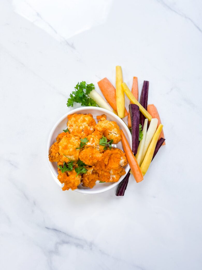 Cauliflower wings with buffalo.