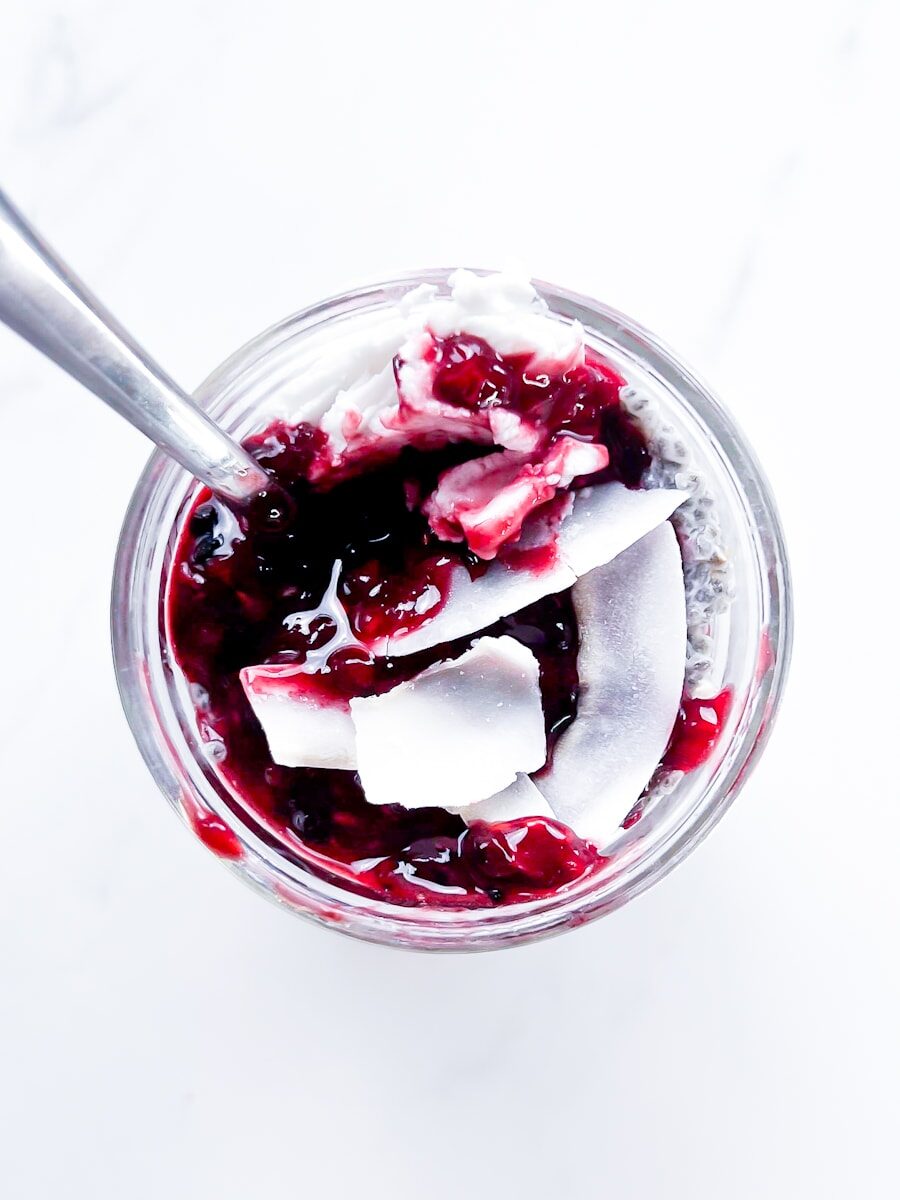 Berry Chia Pudding with Coconut Milk.