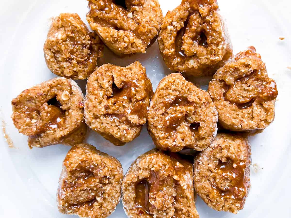 Cinnamon roll baked oats cut and ready to bake.