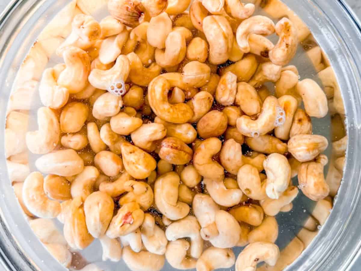 Boiling cashews.