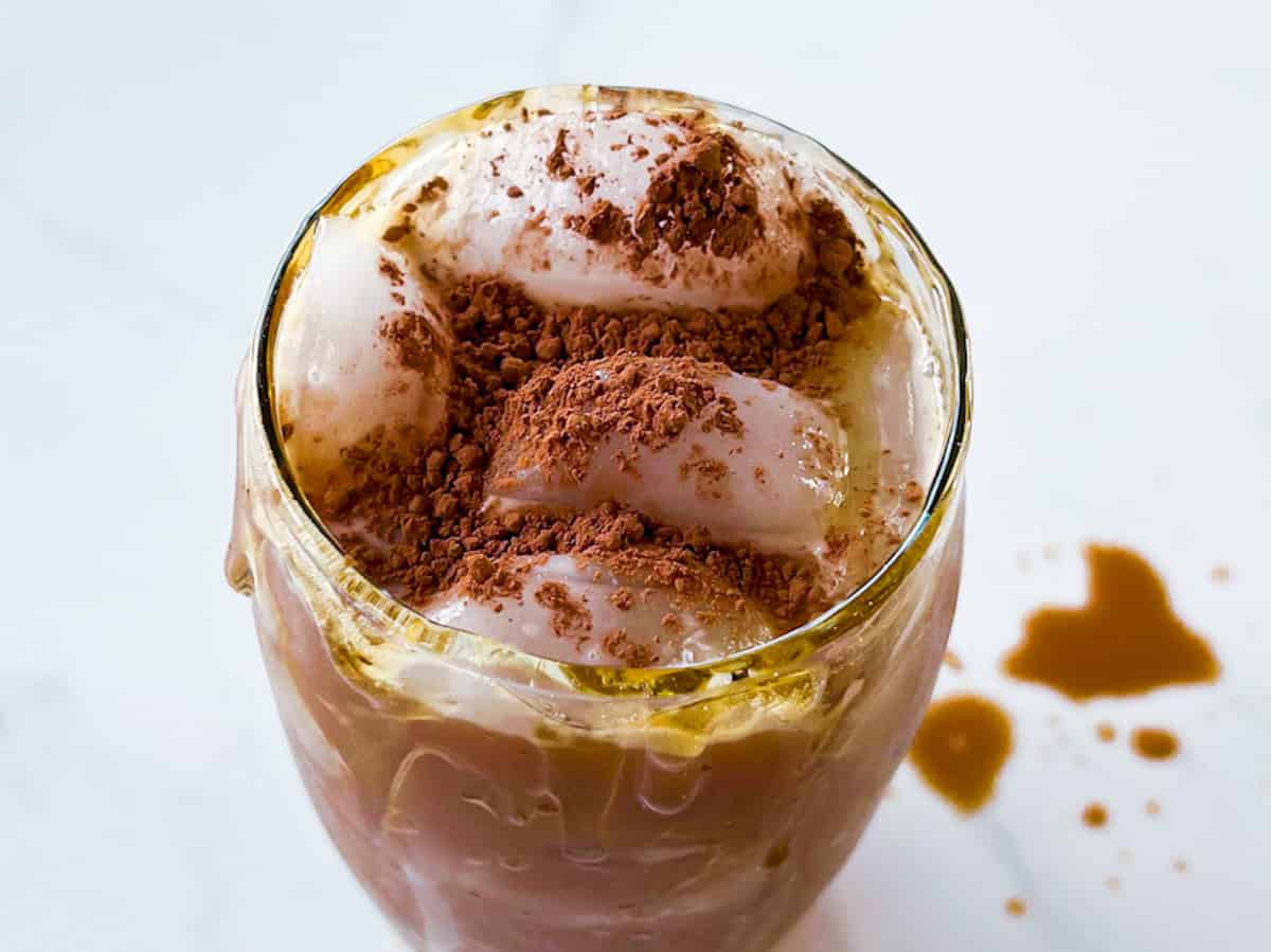 Finished iced mocha latte.