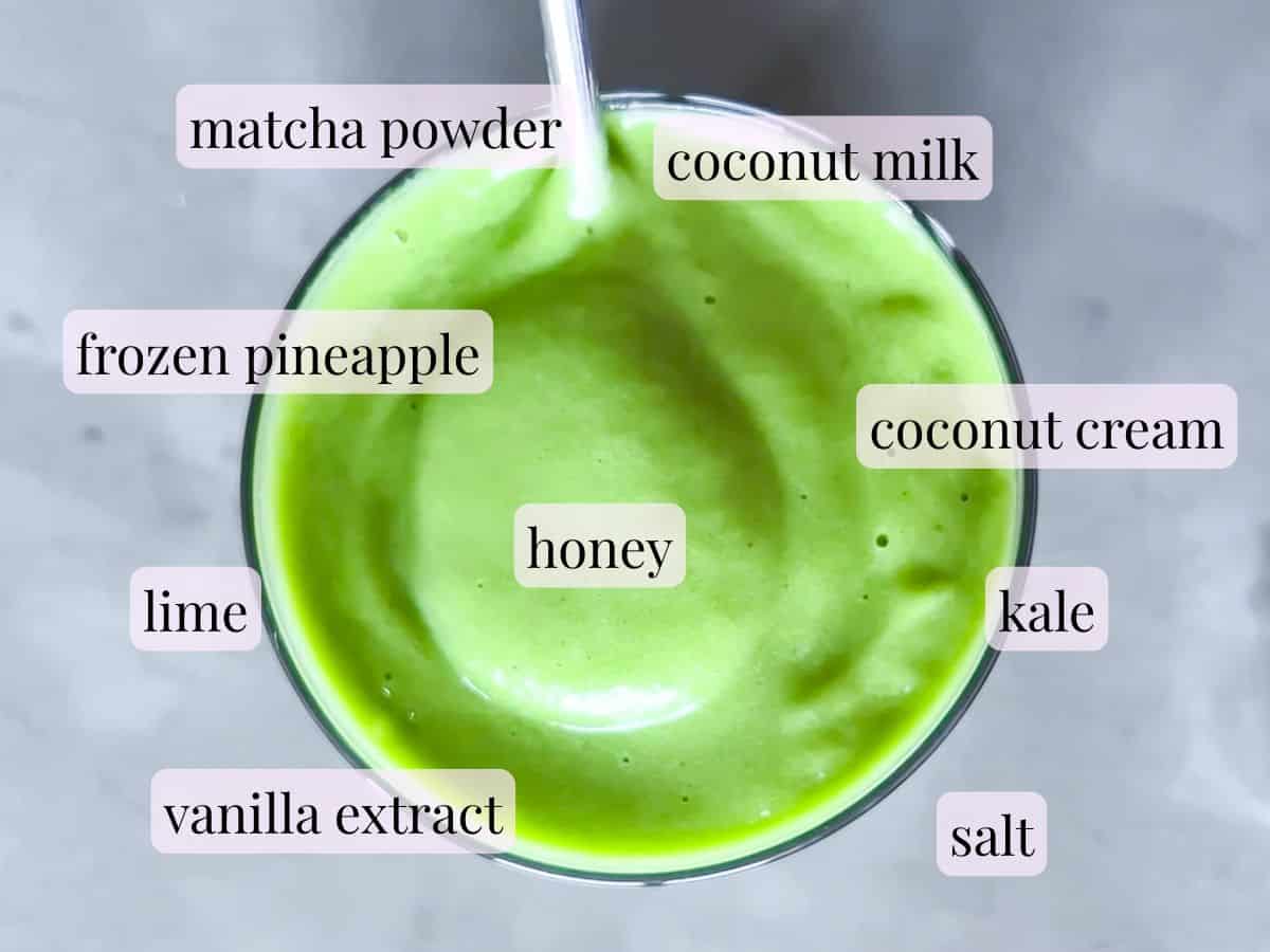 Matcha smoothie ingredients.