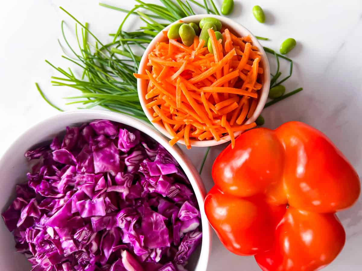 Thai crunch salad chopped vegetables.