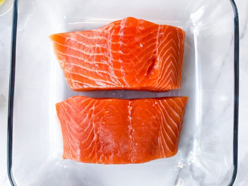 Raw salmon.