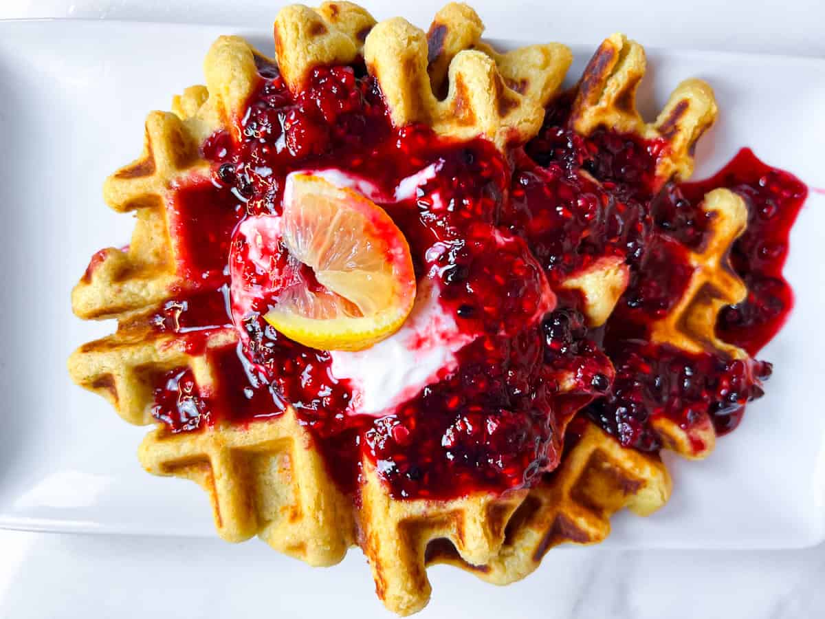 Finished healthy oat flour waffle.