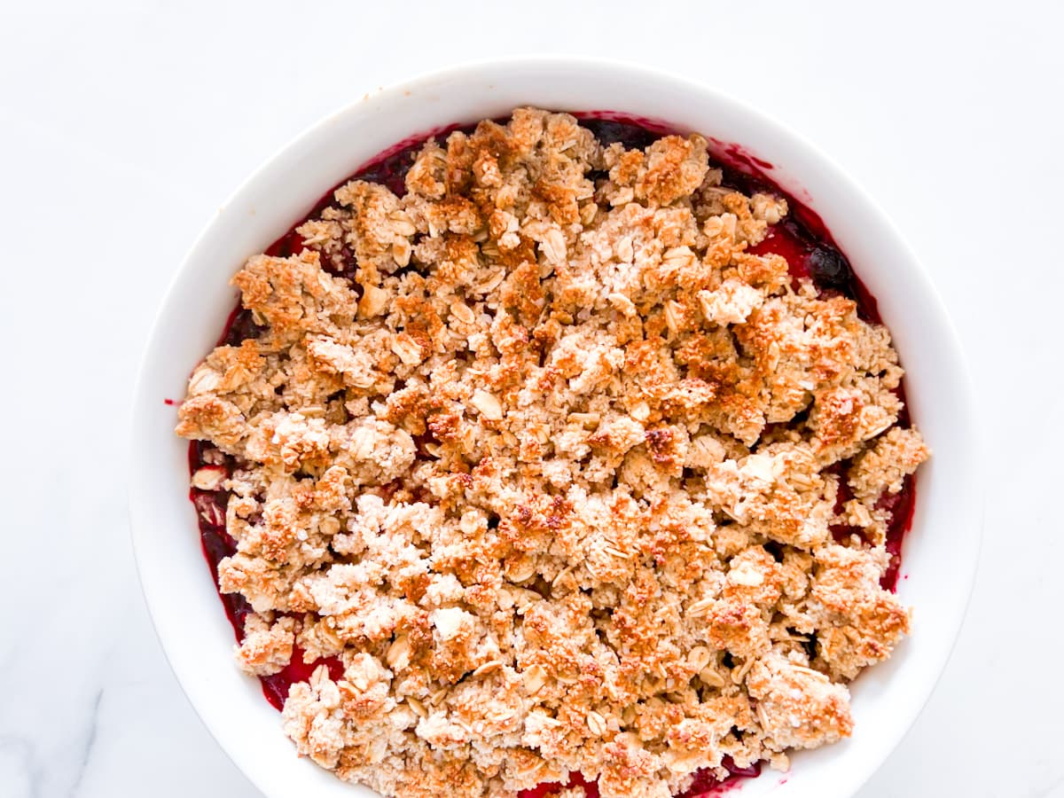 Crumble in a baking dish.