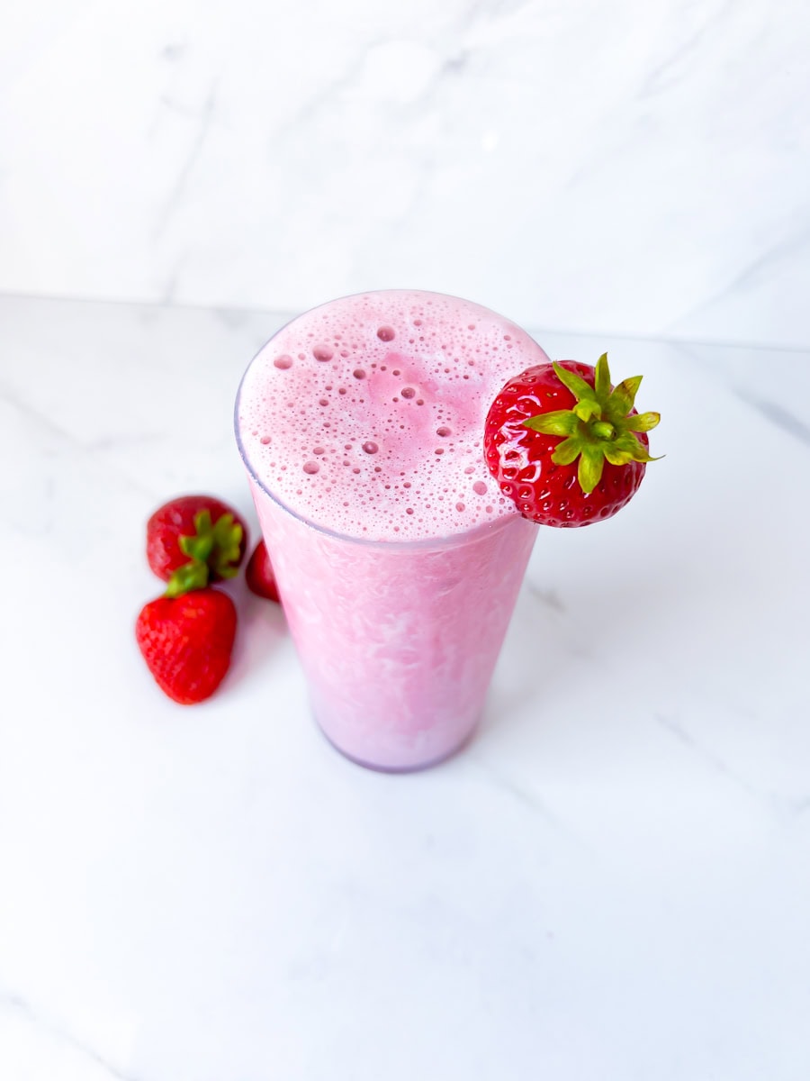 Healthy Strawberry Protein Shake Entirely Emmy