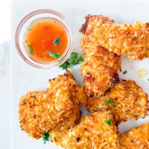 Coconut crusted chicken.