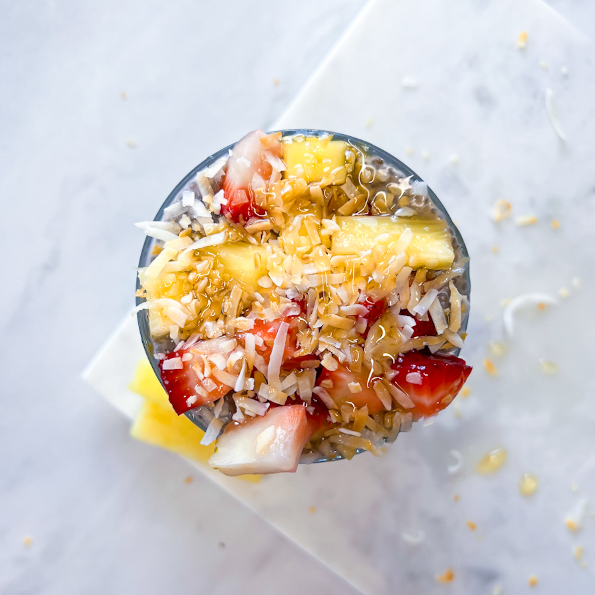 Finished coconut pineapple chia pudding.