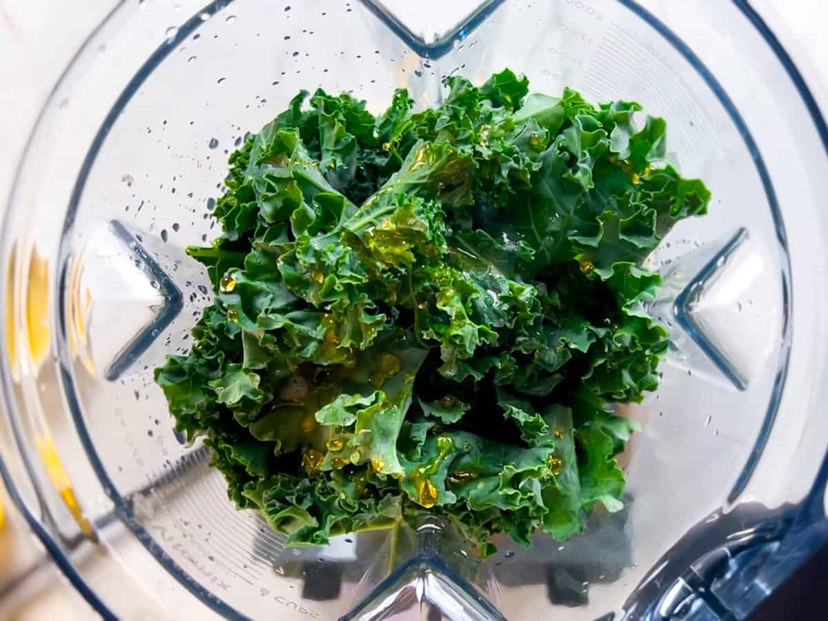 Kale in a blender.