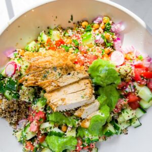 Mediterranean quinoa cucumber salad.