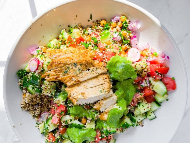 Mediterranean quinoa cucumber salad.