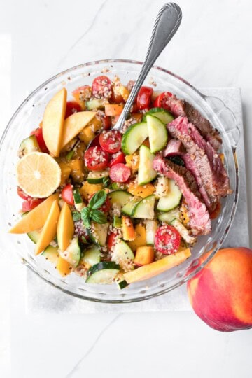 Peach balsamic steak salad.