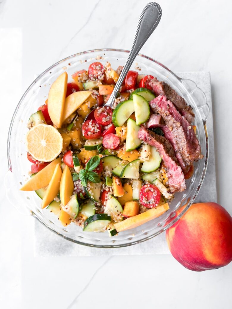 Peach balsamic steak salad.