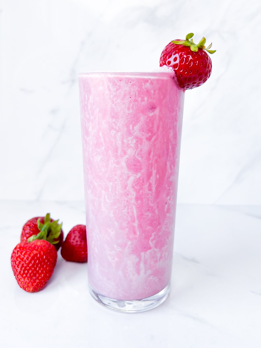 healthy strawberry shake.