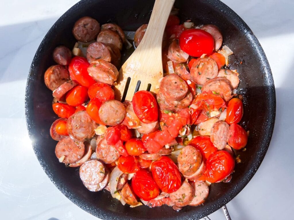 Sausage being cooked