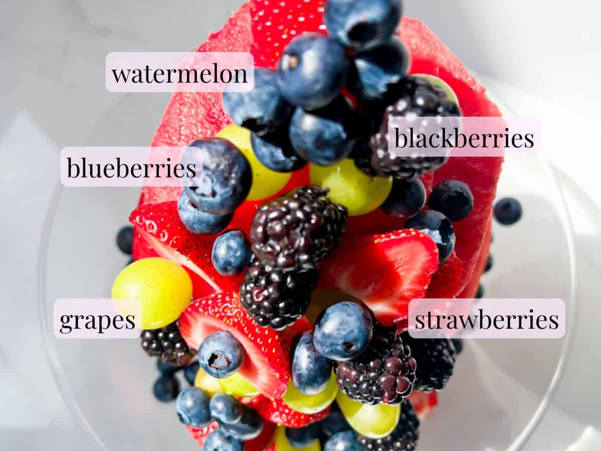 Finished watermelon cake ingredients.