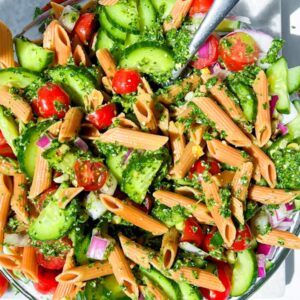 Lentil pasta salad.