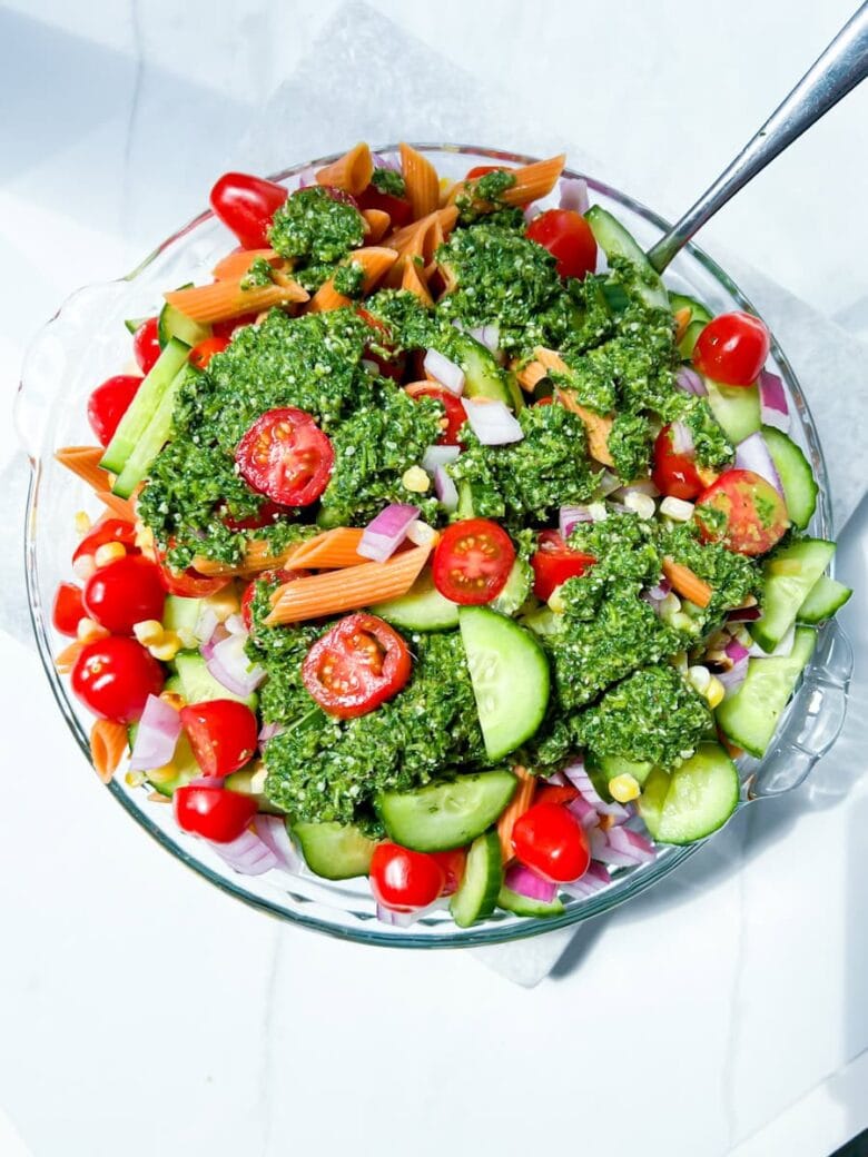 Lentil pasta salad.