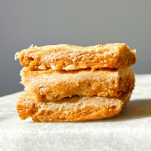 3 sweet potato bars stacked on one another.