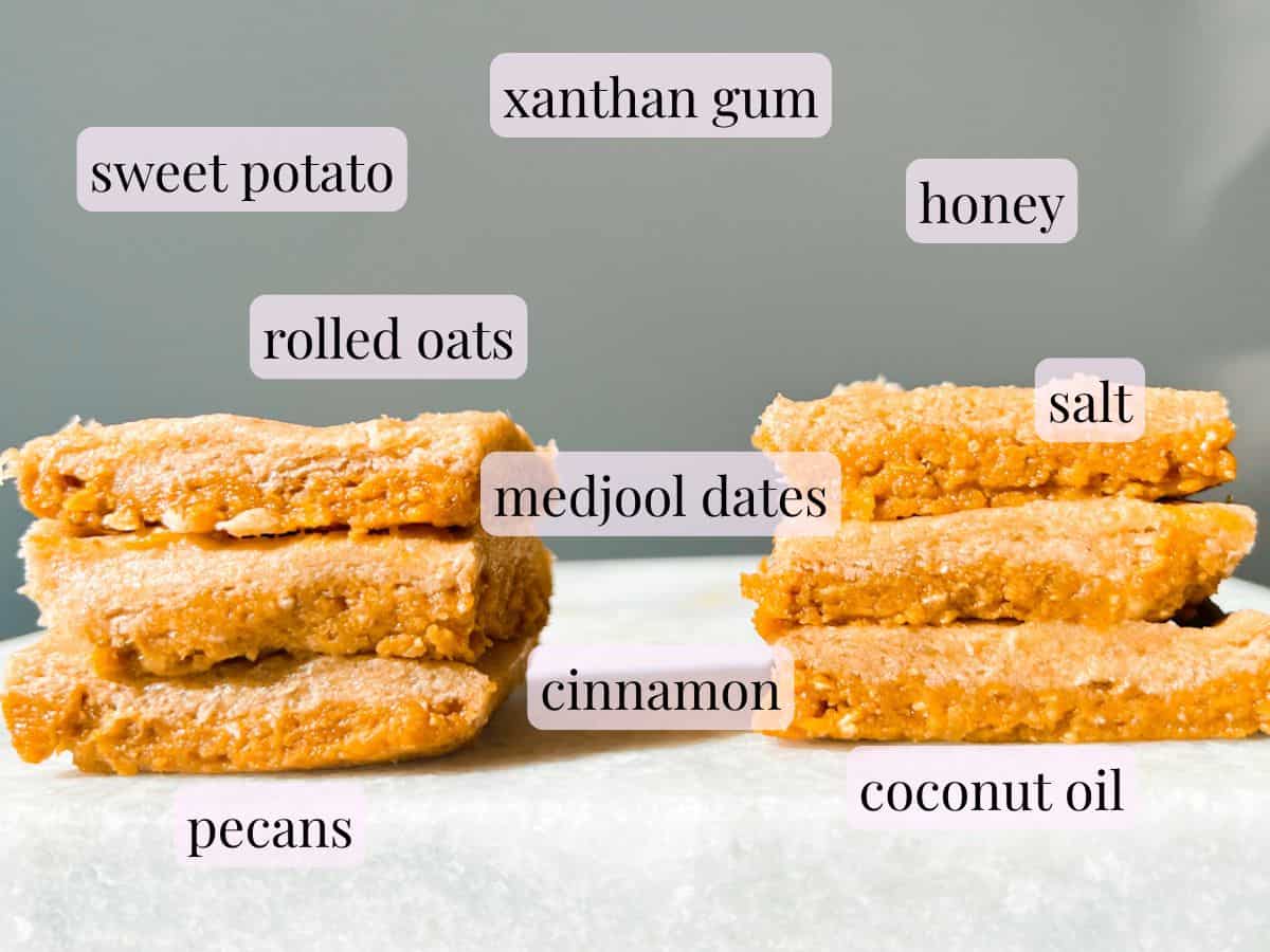 Sweet potato bars ingredients.
