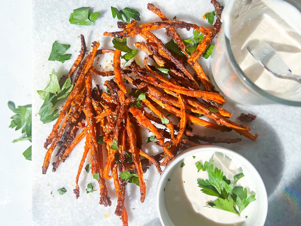 Roasted carrots with whipped feta.