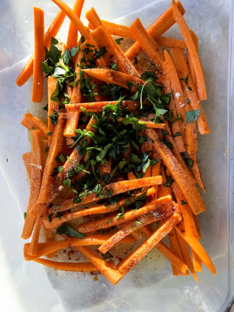 Raw carrots with parsley