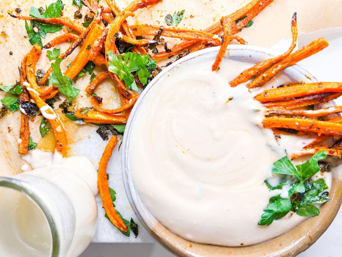 Roasted carrots with whipped feta.