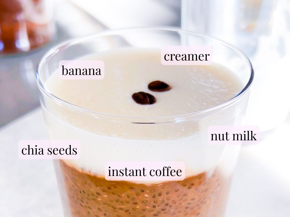 Chia coffee ingredients labeled.