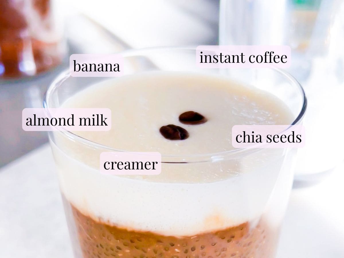 Healthy chia coffee ingredients.