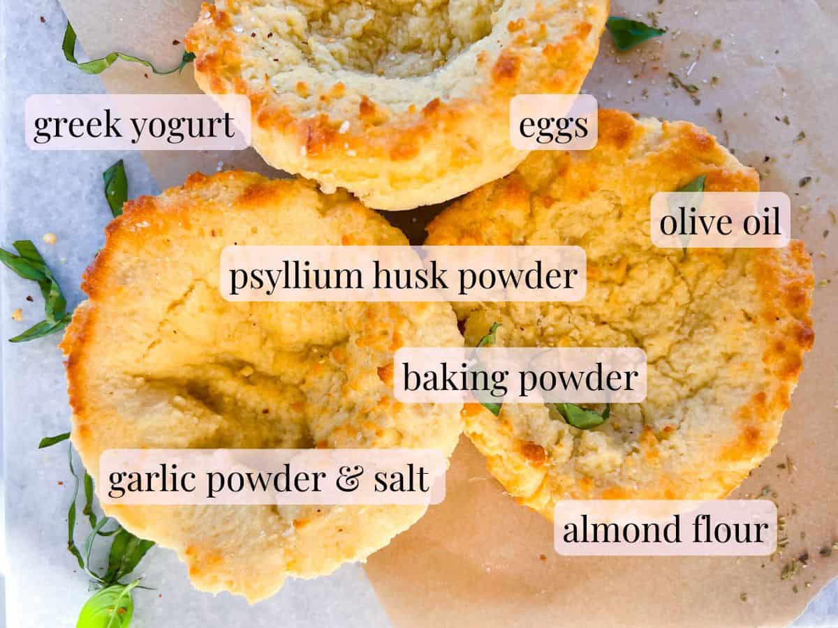 Ingredients labeled for the bread bowls.