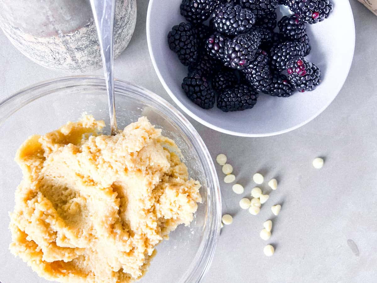 Blackberry scones mixed dough.