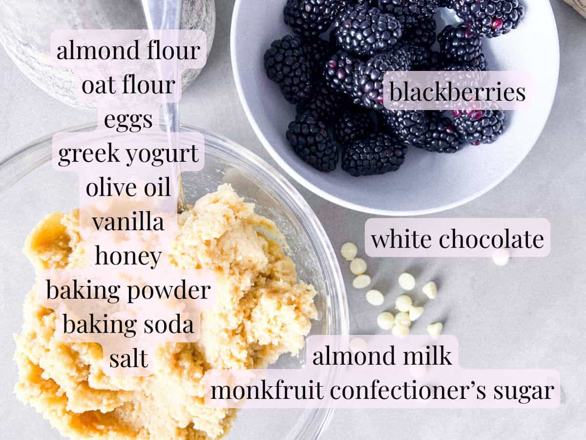 Blackberry scones ingredients.