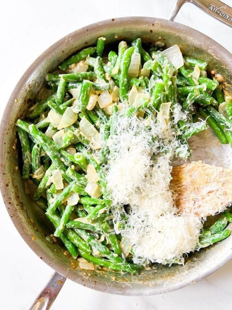 Green bean casserole with Parmesan.