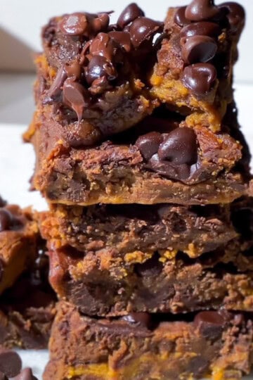 Chickpea blondies stacked.