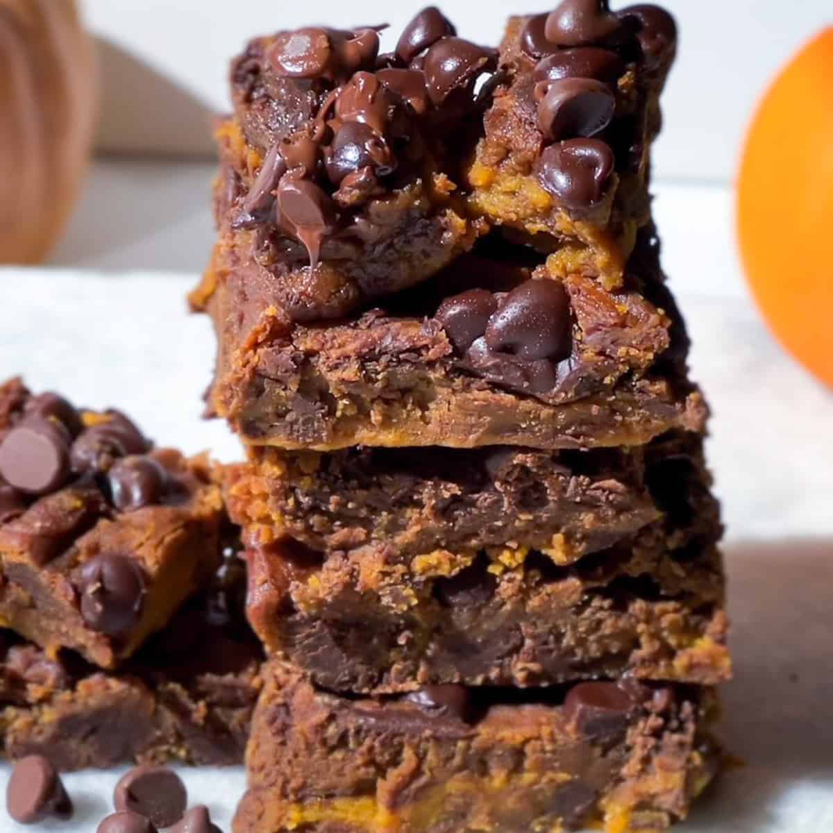 Chickpea blondies stacked.