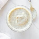 Garlic parmesan sauce in a jar.