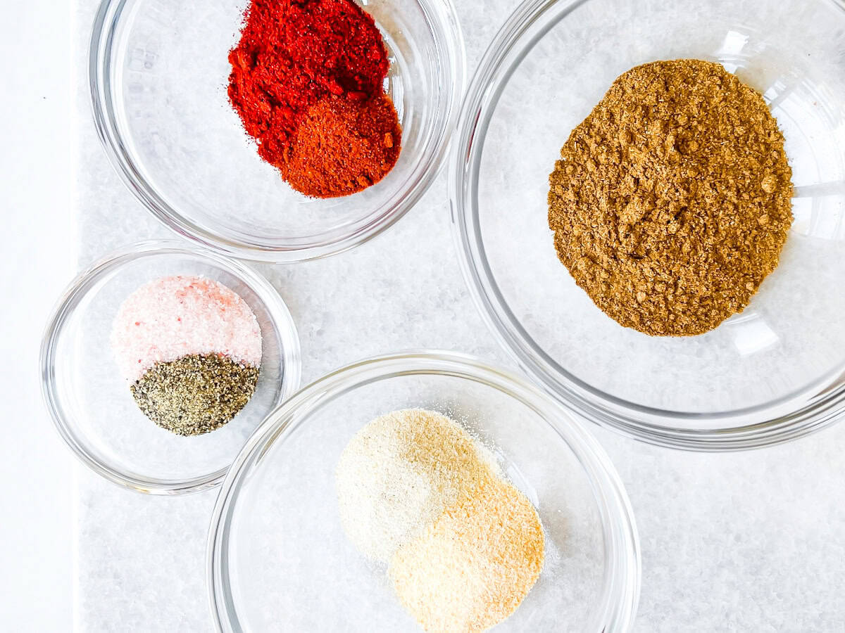 Measured out chicken taco seasoning spices.