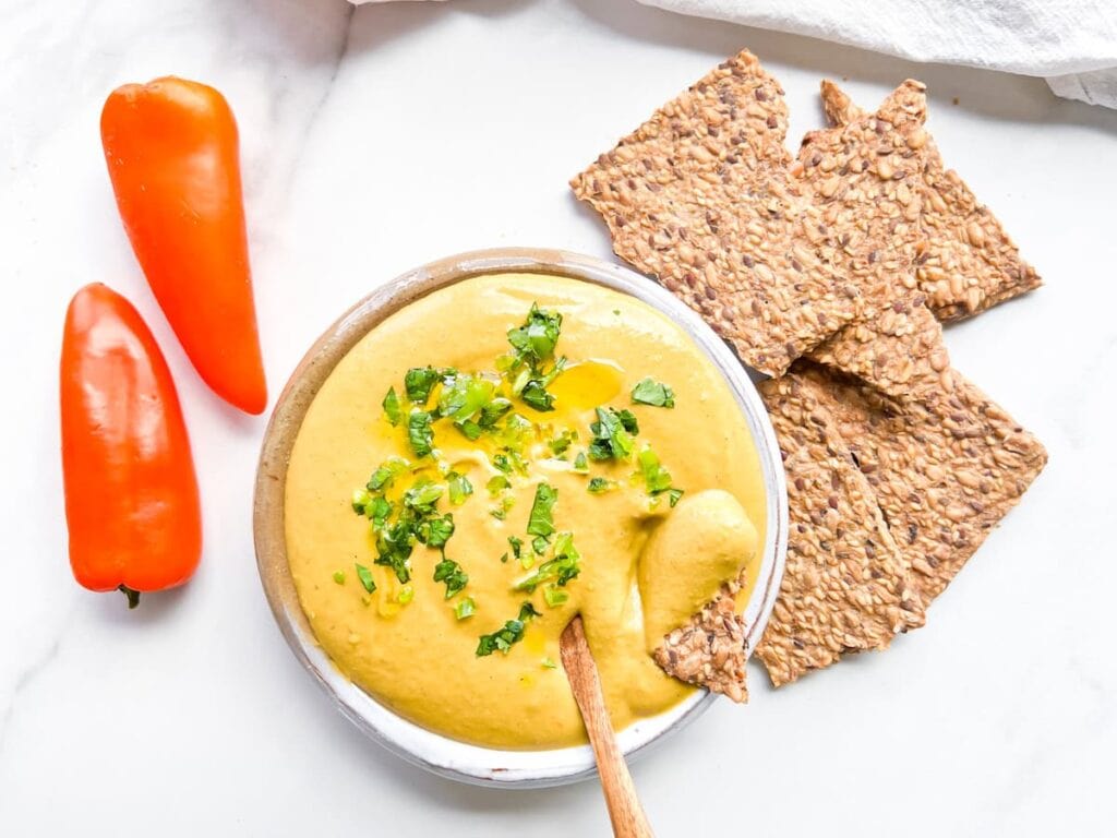 Cheese dip in a bowl.