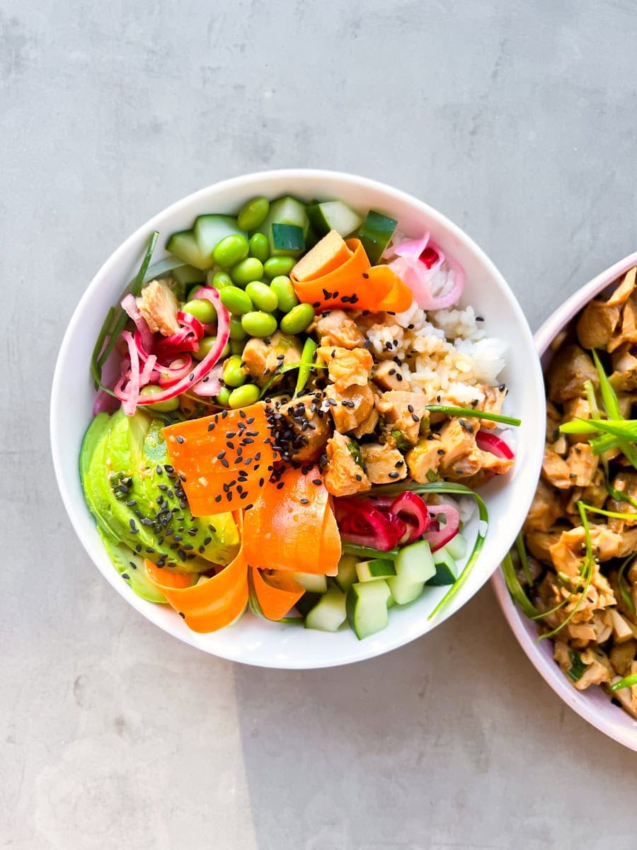 15 Minute Chicken Poke Bowls.