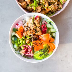 15 Minute Chicken Poke Bowls.