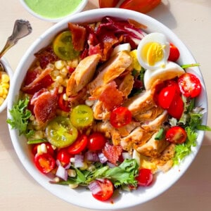 Chick-Fil-A Cobb Salad with grilled chicken and fresh veggies in a bowl.