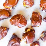 Dates covered in chocolate.