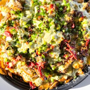 Finished loaded french fries.