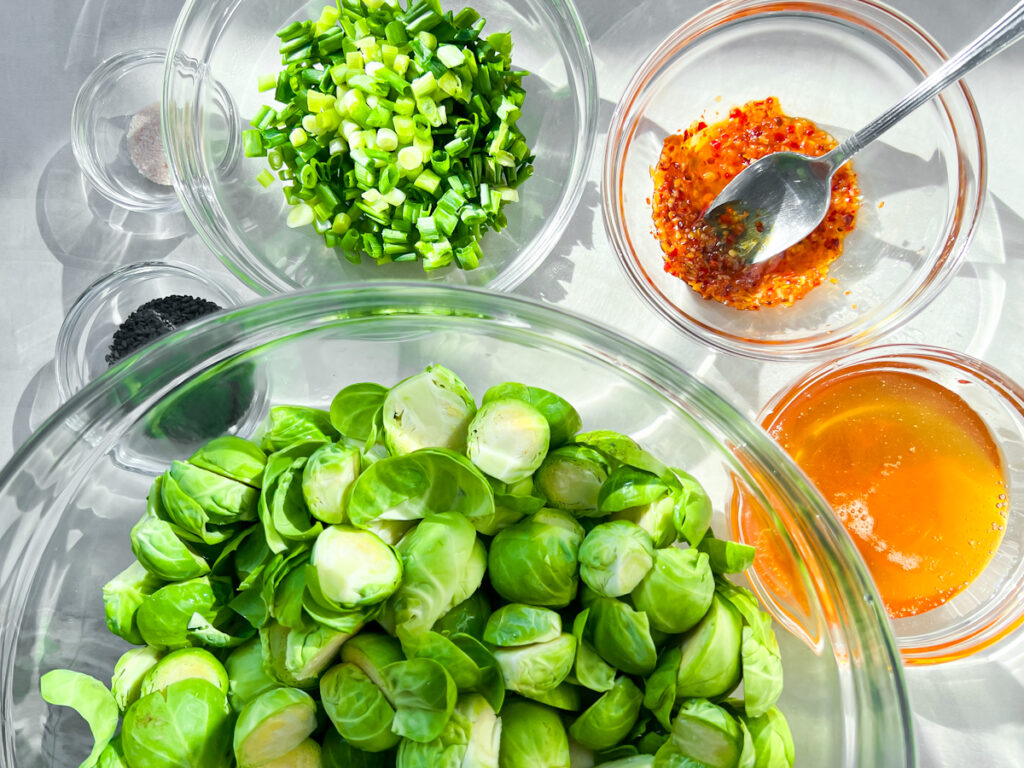 Ingredients for brussel sprouts.