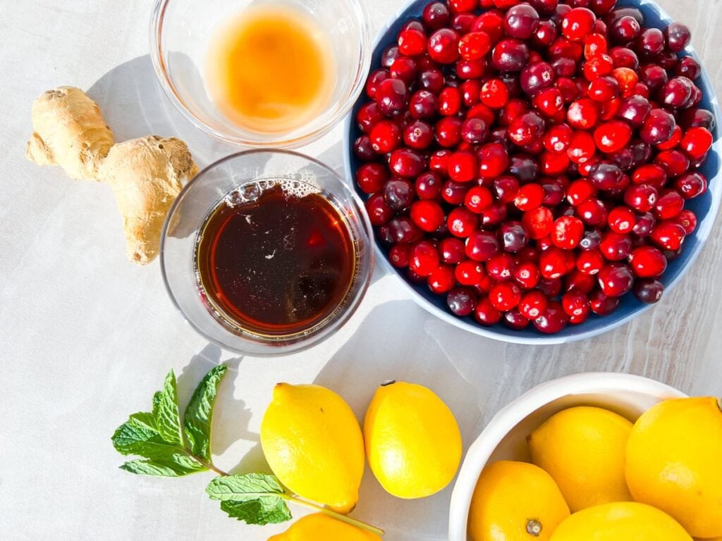 Cranberry Ginger Beer Mocktail.