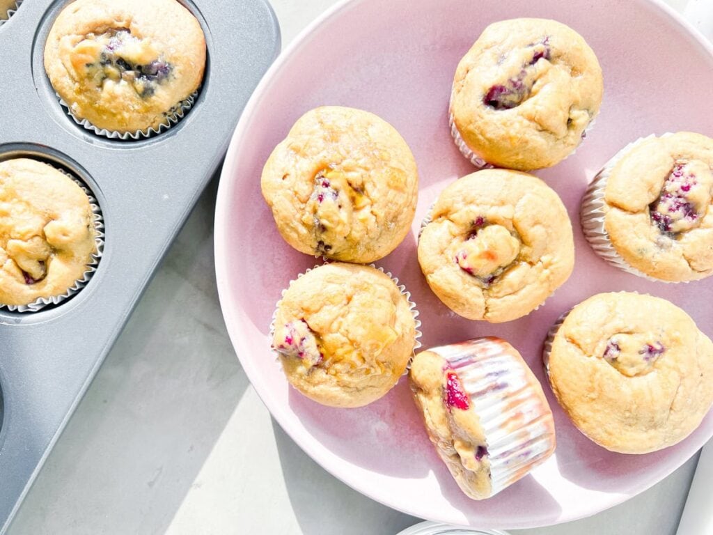 Banana Blackberry Oatmeal Muffins.