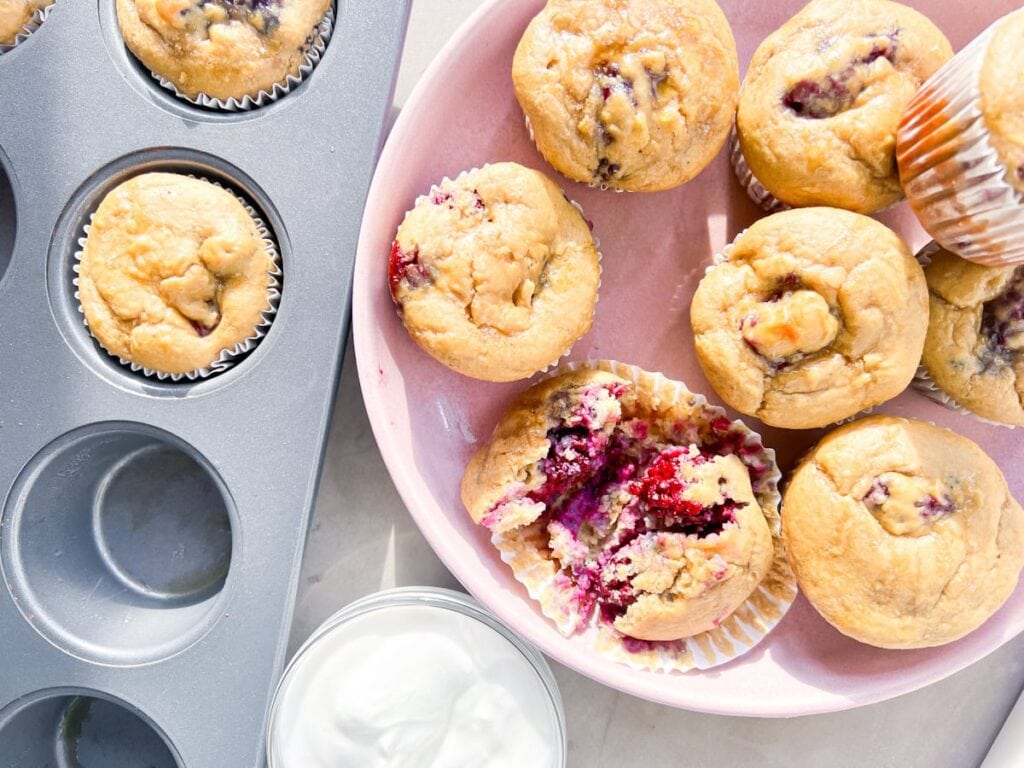 Banana Blackberry Oatmeal Muffins.