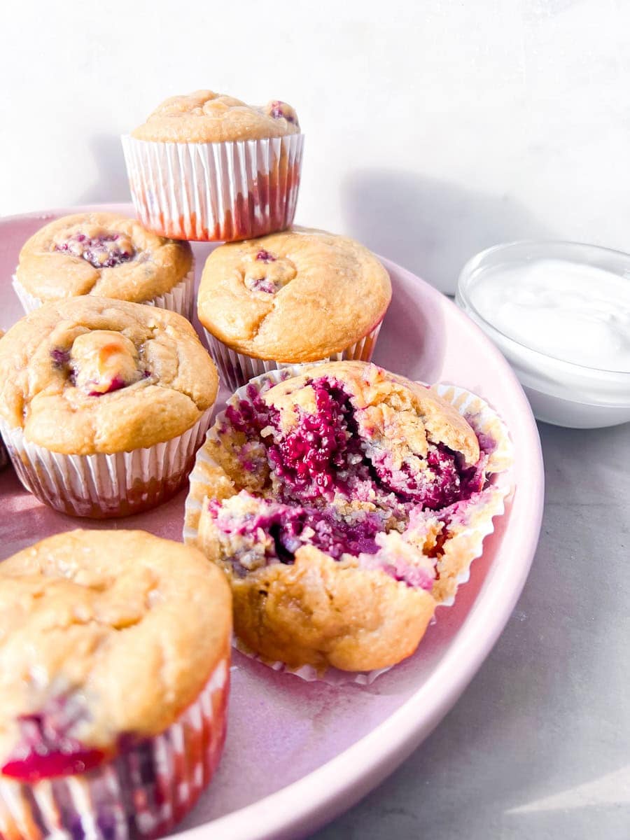 Banana blackberry oatmeal muffins.